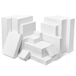 mefleet 16 pack gift boxes with lids assorted sizes small to extra large different size gift box for wrapping christmas presents, holidays, birthday gift white