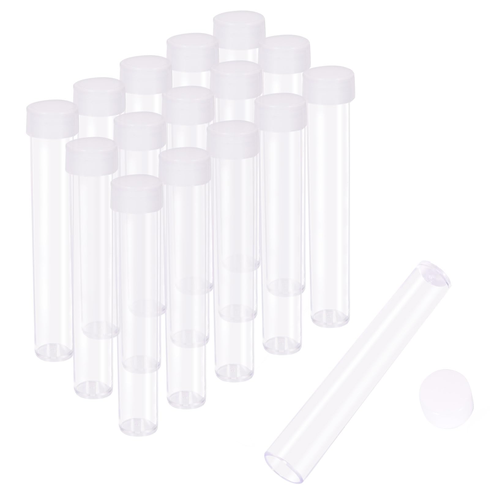 Beadthoven 20Pcs Clear Plastic Tube Bead Containers 76x13.5mm Transparent Storage Container Set Small Bead Organizers with Lids for Jewelry Beads Needle Liquid Dried Flower Storage Tiny Accessories