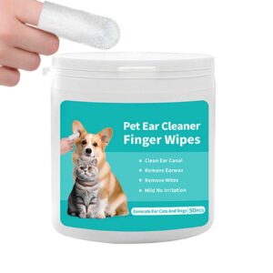 rnlrclrl ear finger wipes for dogs & cats,dog ear cleaner wipes gently remove ear wax, debris, natural ingredients & fresh coconut scent - 50 count