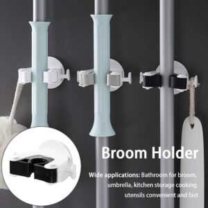 Pilarmuture 4Pcs Broom and Mop Holder,Wall Mounted Garden Tool Rack Organizer,Anti Slip Broom Hanger,Self Adhesive Mop Holder Wall Mount for Laundry Room Kitchen Closet Garage Decor