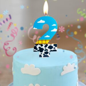 ZHIHUI Birthday Candles, Toy Inspired Game Story Birthday Decorations, Blue Sky and White Cloud Cow Birthday Number Candles for Kids Boy Girl Birthday Shower Cake Party Decoration (Number 3)