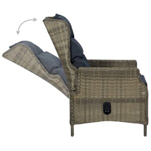 RINDIGOO Reclining Patio Chair with Cushions Poly Rattan Brown,Comfy Patio Recliner Chair with Adjustable Backrest for Outdoor Sunbathing Garden Furniture, Outdoor Chairs