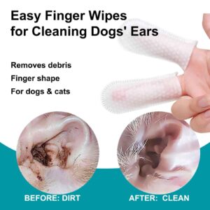 Rnlrclrl Ear Finger Wipes for Dogs & Cats,Dog Ear Cleaner Wipes Gently Remove Ear Wax, Debris, Natural Ingredients & Fresh Coconut Scent - 50 Count