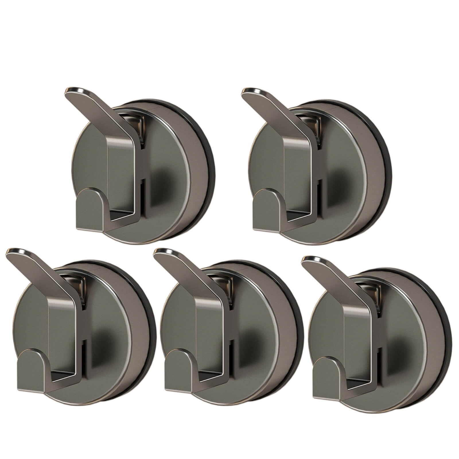 5 PCS Coat Hooks,Command Hooks,Suction Cup Hooks for Shower,Waterproof Towel Hooks,5-Pack,Screw Free,Reusable,Strong Load-Bearing,Suction Cup Hooks(Grey)