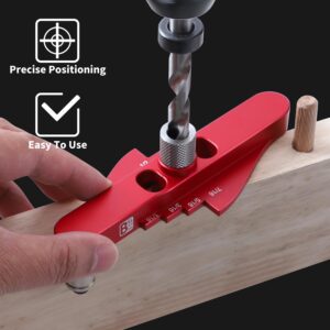 BGASNW Dowel Jig Kit, Doweling Jig for Woodworking, Self-centering Line Scriber Woodworking Tools, Drill Guide for Straight Holes with Drill Bit Set 1/4", 5/16", 3/8" and Drill Bit Stop Collar Set