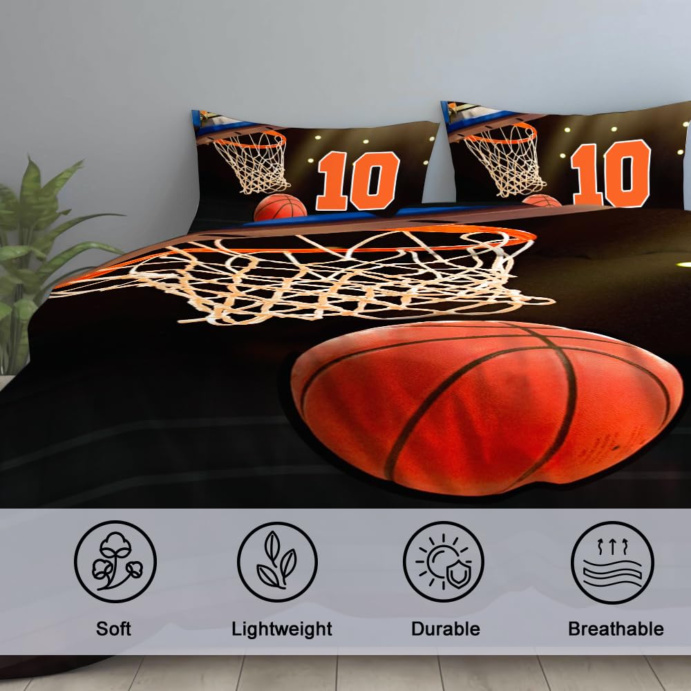 Custom Basketball Hoop Art Bedding Set, Basketball Comforter Set Twin Full Queen King, Basketball Comforter Set Twin Ultra-soft Quilt for Bedprinted Basketball Bedspread Basketball Bedroom Decor