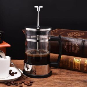 Stainless Steel Glass Teapot French Coffee Tea Percolator Filter Press Plunger Manual Coffee Espresso Maker Pot, 350ml,