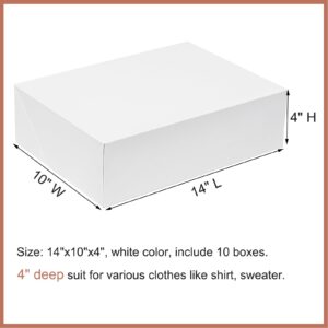 Mefleet 14x10x4 Large Gift Boxes with Lids 10 Pack Extra Deep Shirt Boxes Clothes Robe Sweater Box for Christmas Presents, Holidays, Birthday Gift Wrapping White