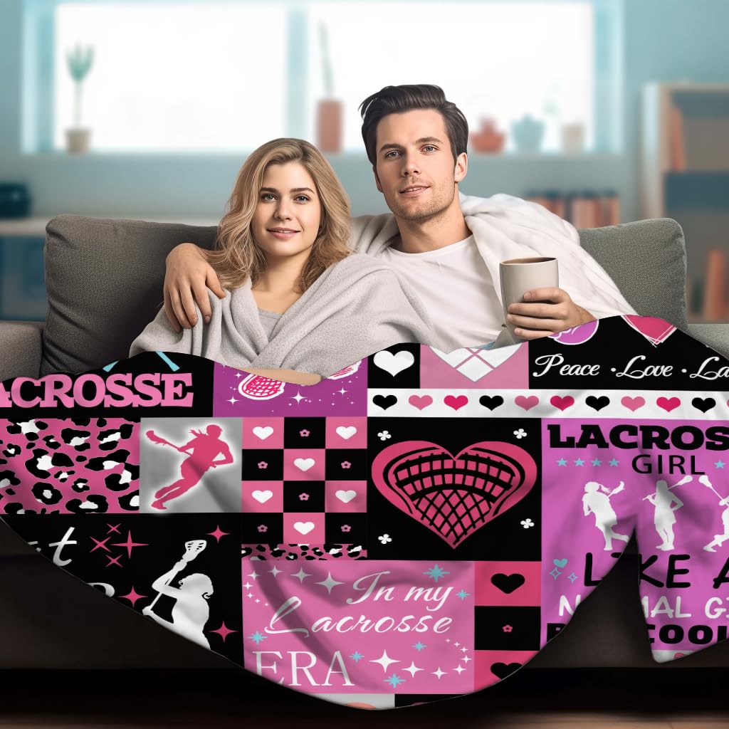 PEWETON Lacrosse Blanket Lacrosse Blankets and Throws for Boys Girls Funny Lacrosse Blanket Gifts for Lacrosse Team Lacrosse Lovers Bed Bedding Couch Sofa for All Season 50"X40"