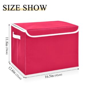 Storage Bins with Lid Cherry Red Toys Fabric Storage Basket Large Collapsible Organizers Bedroom Storage Boxes Cubes and Handles for Clothes Office Shelves