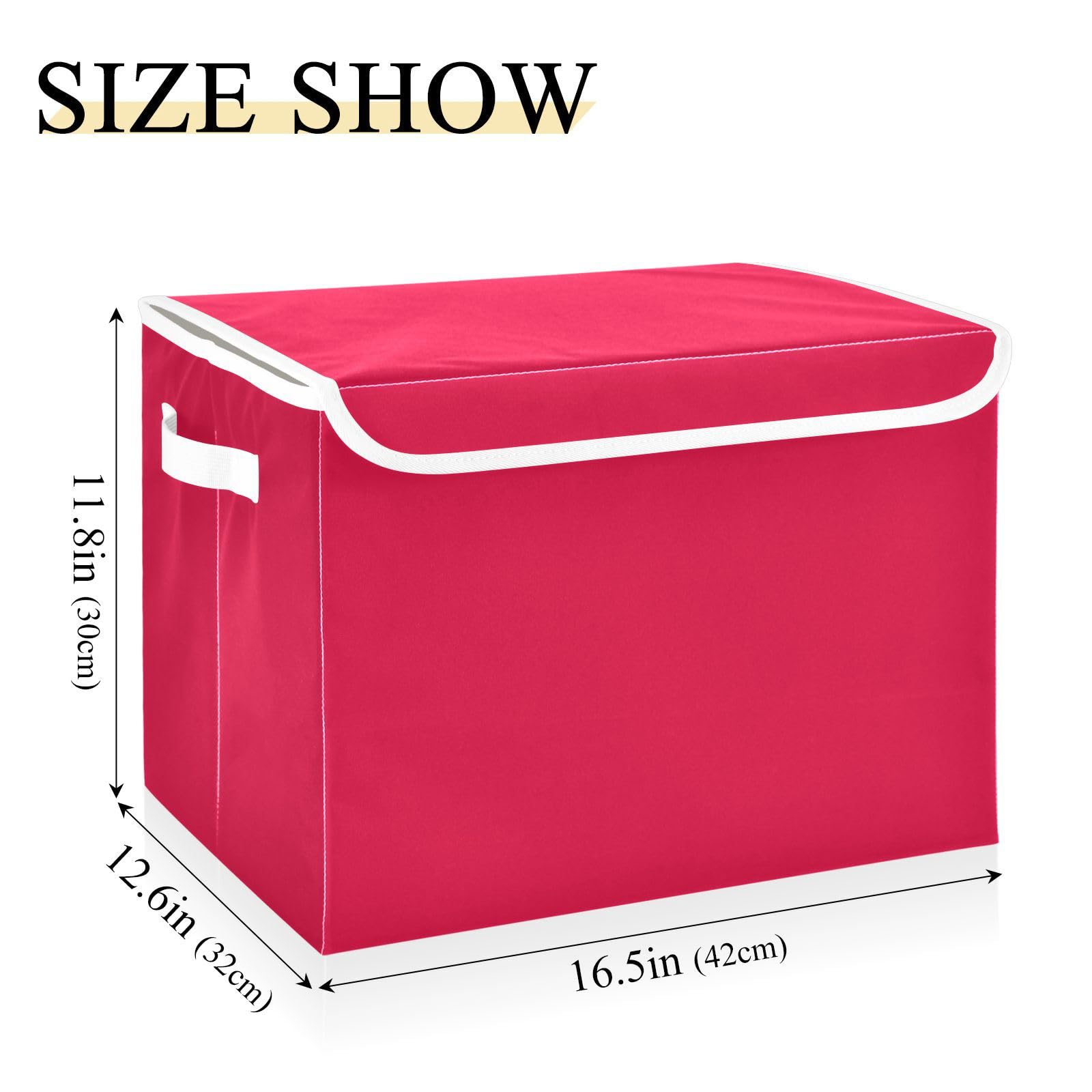 Storage Bins with Lid Cherry Red Toys Fabric Storage Basket Large Collapsible Organizers Bedroom Storage Boxes Cubes and Handles for Clothes Office Shelves