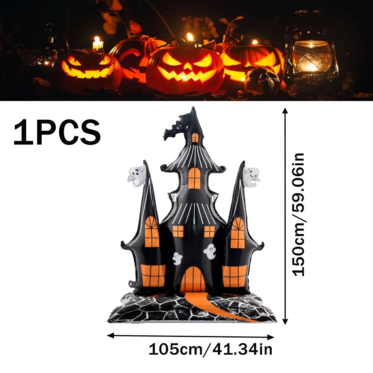 5 FT Halloween Inflatables Haunted House Halloween Balloon Castle Archway Decoration for Halloween,Foil Balloon for Halloween Indoor Outdoor Decoration Theme Party Spooky Holiday