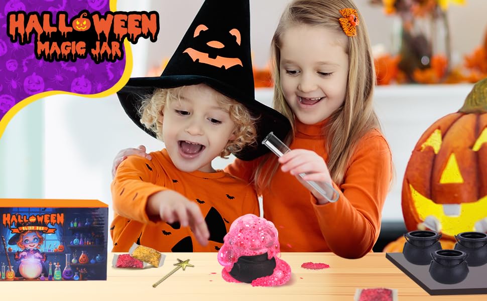 Uiseba Halloween Toys for Kids, Built-in 12 Bottle Witch Magic Cube Jar, Halloween Favors for Toddlers, Halloween Party Favors for Boys and Girls, Gift Bag Filler，Halloween Decorations