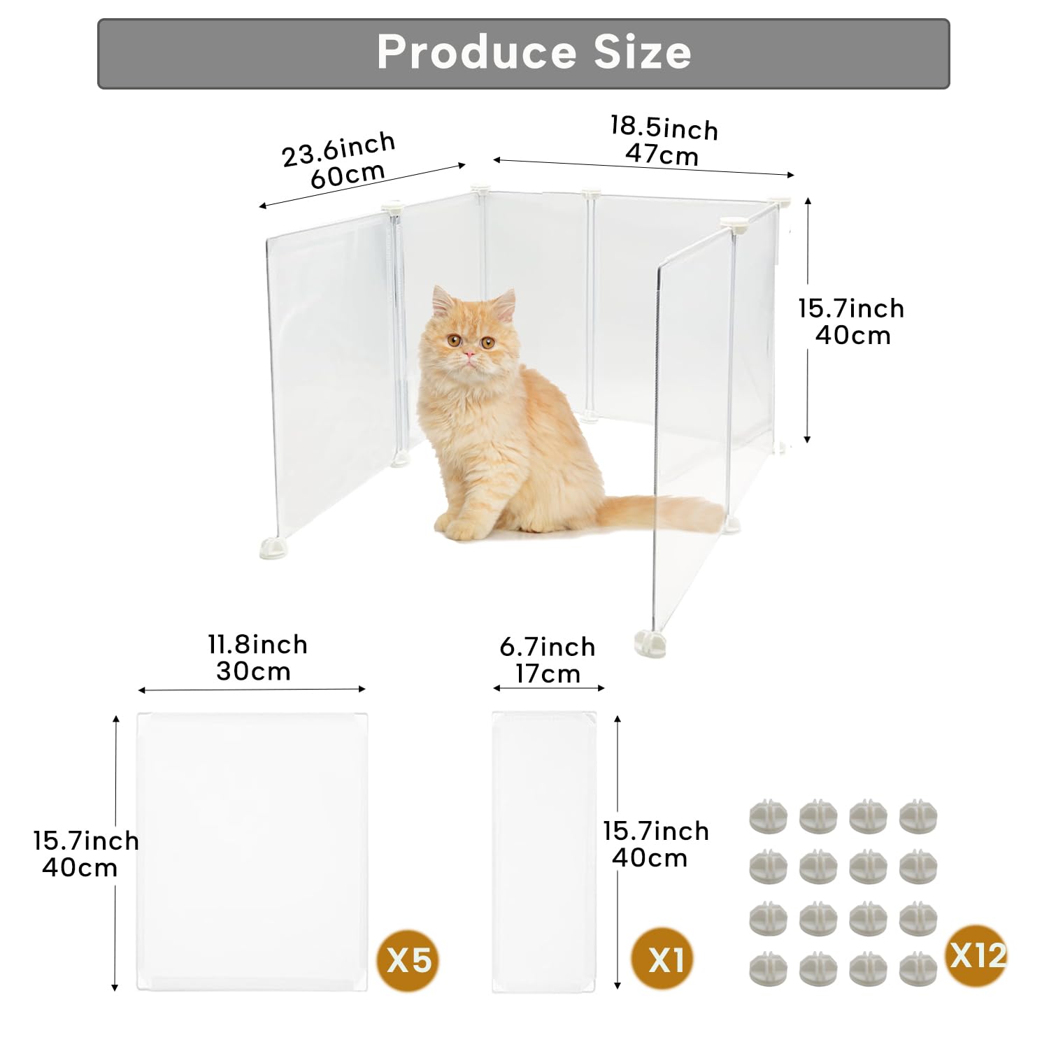 KEYIDE High Wall Cat Litter Box Splash Guard, DIY Cat Litter Pan Siding Kitten Litter Tray Pee Shield Dog Scatter Barrier, 24L x 19W x 16H Keep Floor Clean