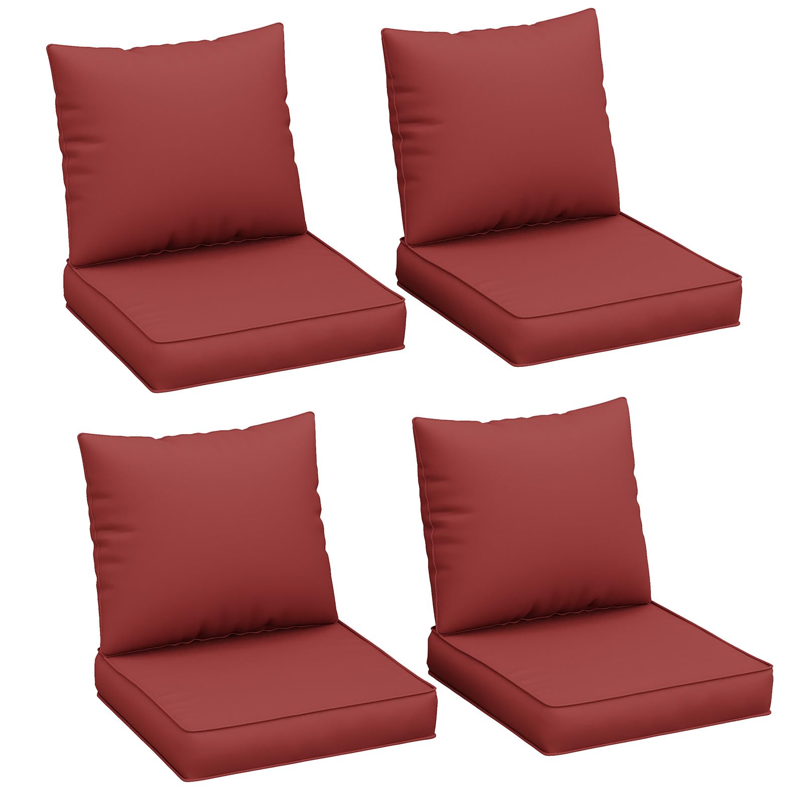 UDPATIO Outdoor Cushions for Patio Furniture, 4'' Replacement Cushions for Outdoor Furniture, Set of 4 Water-Resistant Outdoor Sectional Cushions for Sofa Couch Chair (Burgundy)