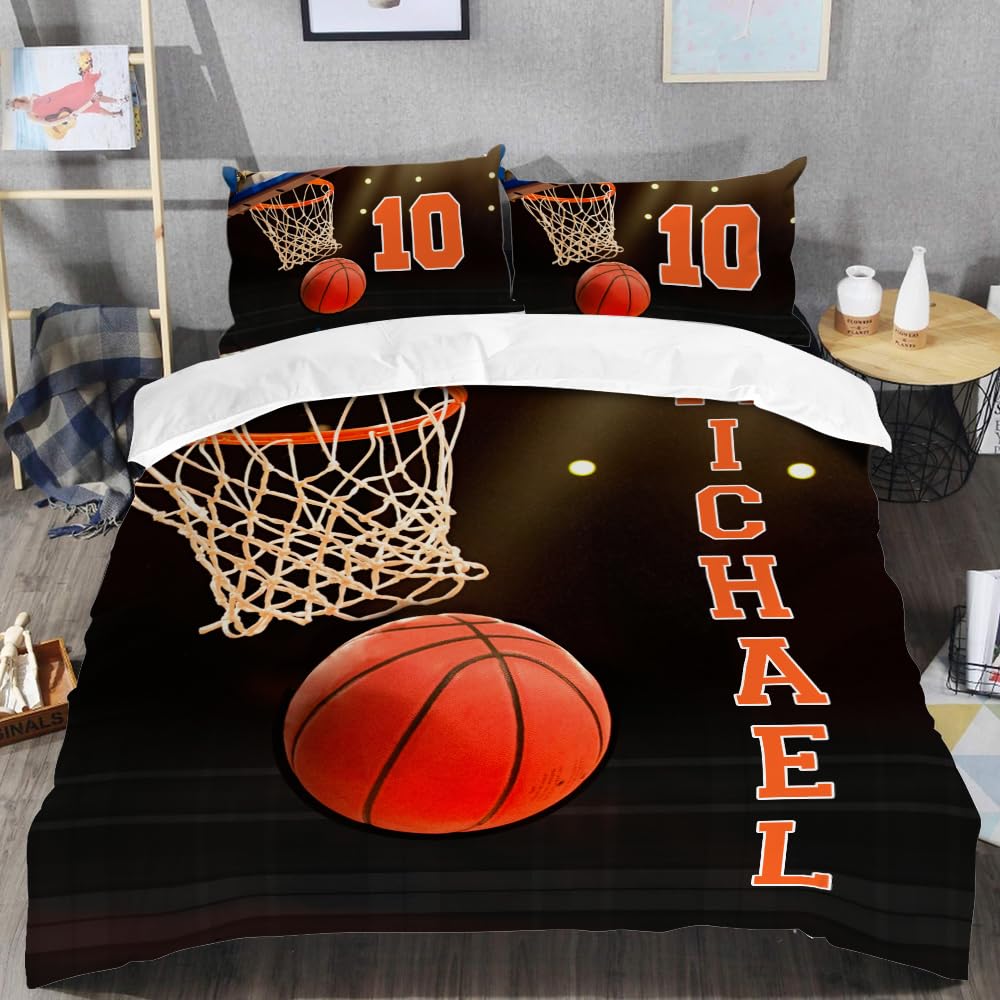 Custom Basketball Hoop Art Bedding Set, Basketball Comforter Set Twin Full Queen King, Basketball Comforter Set Twin Ultra-soft Quilt for Bedprinted Basketball Bedspread Basketball Bedroom Decor