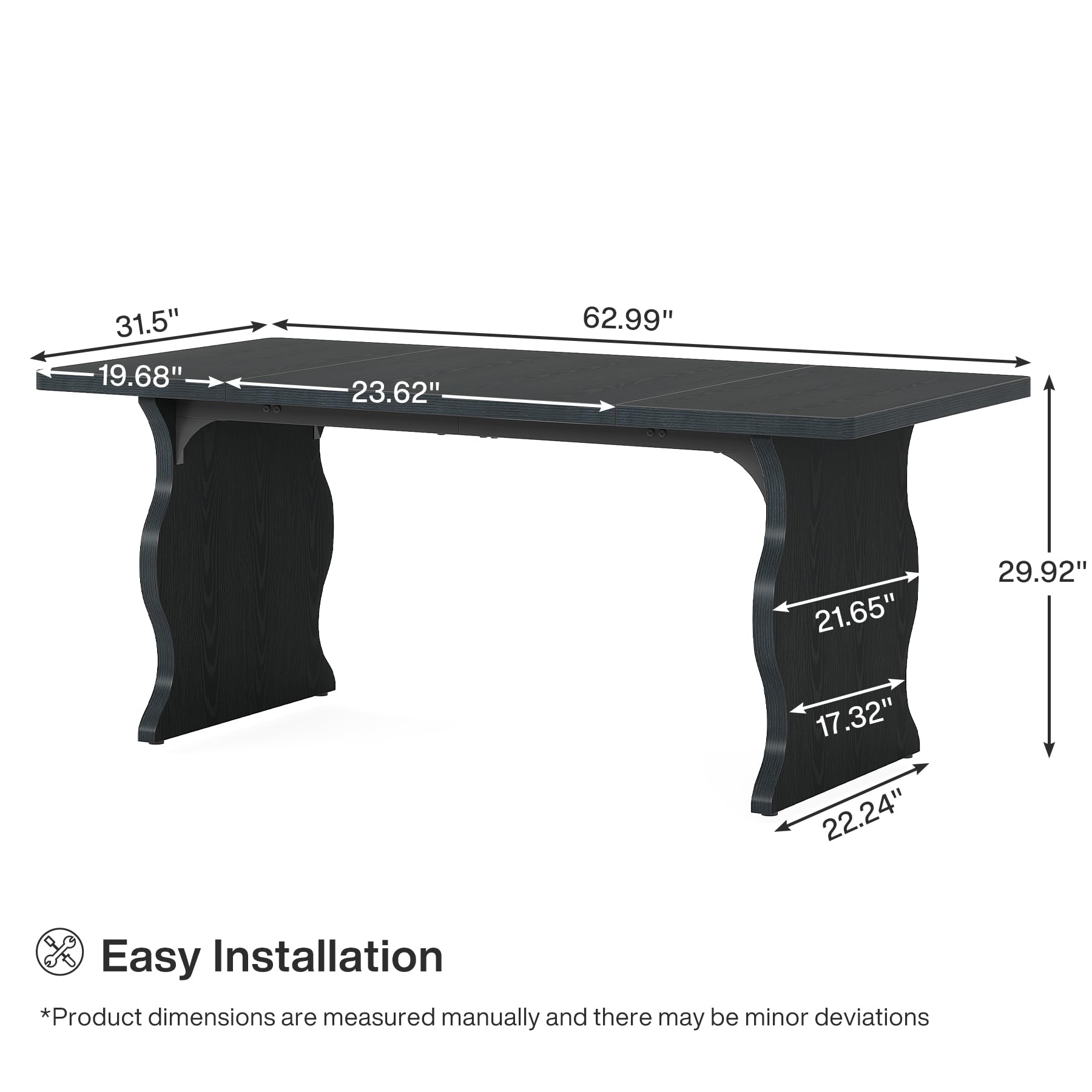 Tribesigns 63-Inch Large Executive Desk, Modern Computer Office Desk Workstation, Double PC Gaming Writing Table Home Office Desk with Sturdy Legs,Black