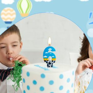 ZHIHUI Birthday Candles, Toy Inspired Game Story Birthday Decorations, Blue Sky and White Cloud Cow Birthday Number Candles for Kids Boy Girl Birthday Shower Cake Party Decoration (Number 3)