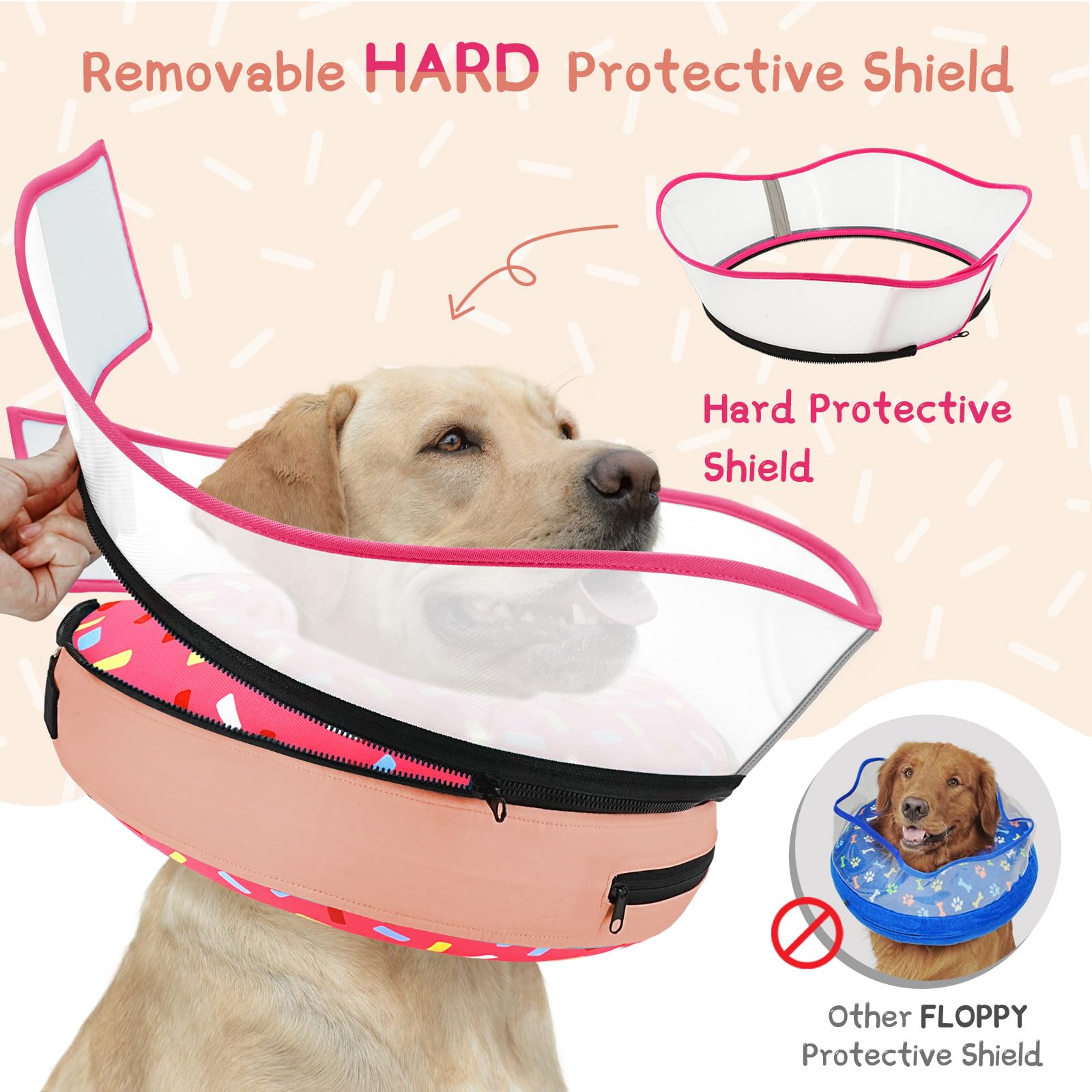 Supet Raised Inflatable Dog Cone Collar to Stop Licking, Soft Dog Cone Alternative After Surgery, Dog Neck Donut Collar for Small Medium Large Dogs