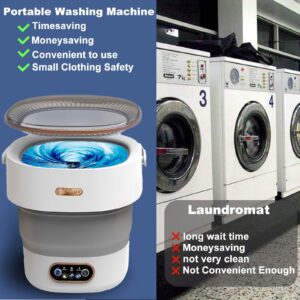 Portable Washing Machine, 15L New Model, Mini Foldable Washer with Dryer, Small Collapsible Compact Luandry Washer for Travel, Apartment, Dorm, Camping, RV, Underwears, Socks, Baby Clothes, Grey