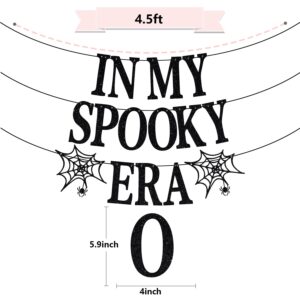 Jenrtvis In My Spooky Era Banner, Halloween Birthday Party Decoration Supplies, It's Halloween Time, Spooky Season Party Decoration Supplies, Halloween Horror Party Banner Black Glitter