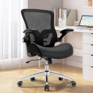 OLYFING Big and Tall Office Chair 400lbs, Heavy Duty Ergonomic Computer Desk Chair, Leather Office Desk Chair for Heavy People with Wide 3D Modeling Foam Seat, Adjustable Lumbar Support and Arms