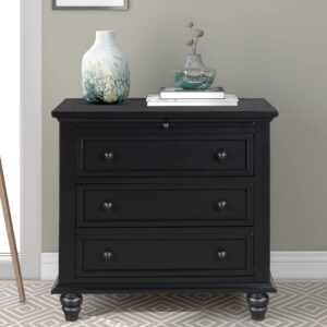 Merax Nightstand with Drawers Set of 2, Wood Bedside End Table with Pull Out Tray, Black and Black