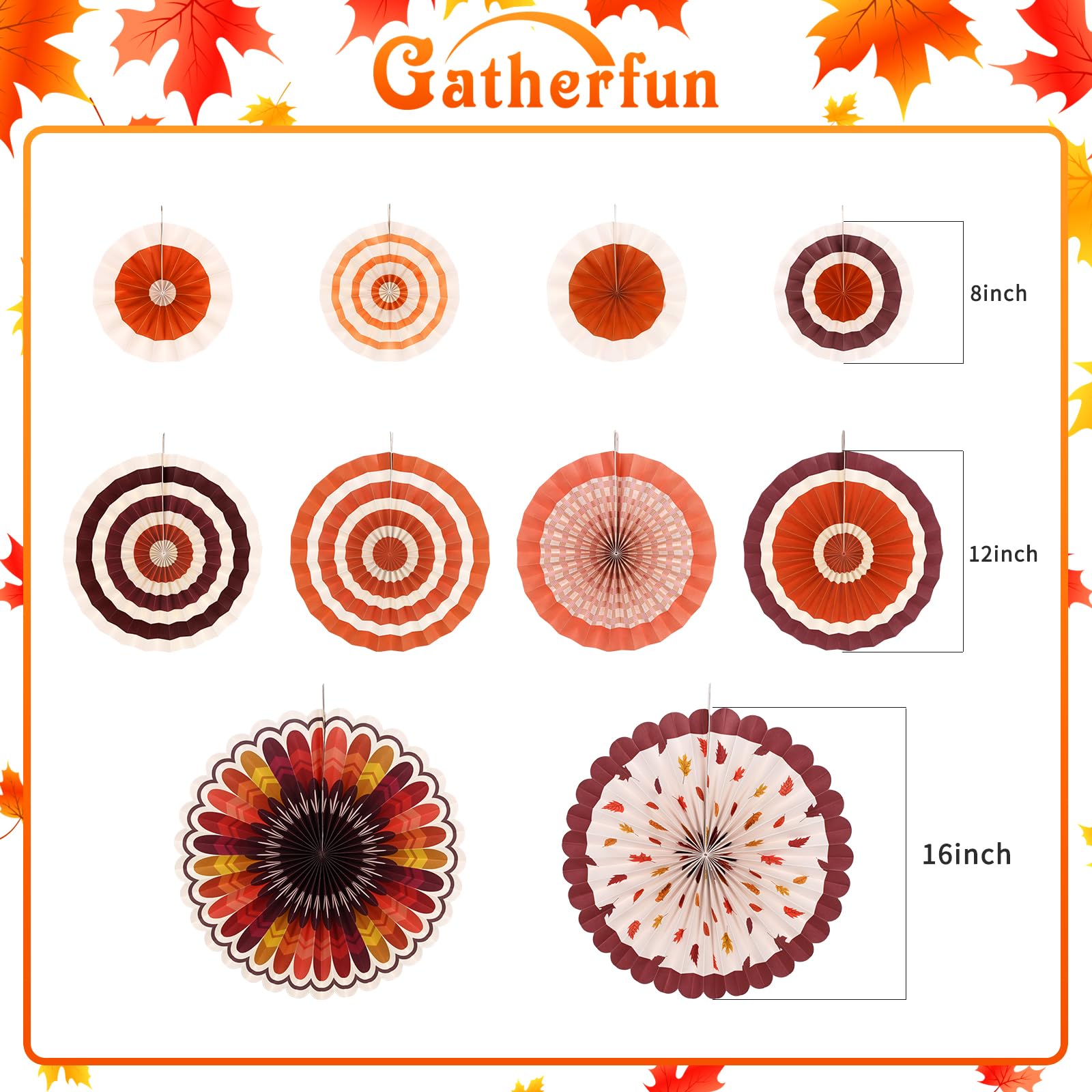 Thanksgiving Party Supplies Kit with Fall Party Decorations - Includes Elegant Autumn-Themed Paper Fans for Memorable Thanksgiving Decorations