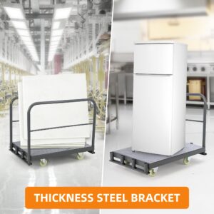 2in1 Steel Panel Truck Cart, Flatbed Cart Heavy Duty Drywall Cart Lumber Cart, Platform Trucks with 2000 lbs Capacity w/Swivel Casters, 36" x 24" Push Cart with 1Front and 2 Side Handrails