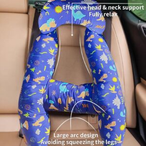 Kids' Travel Pillow Headrest Travel Pillow Cushion for Child Sleeping Neck Shoulder Support Cushion Pad Cartoon Anime for Baby (Dinosaur) Travel Neck Rest Car Seat Pillow for Children Sleeping