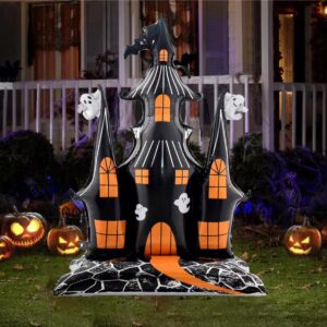 5 FT Halloween Inflatables Haunted House Halloween Balloon Castle Archway Decoration for Halloween,Foil Balloon for Halloween Indoor Outdoor Decoration Theme Party Spooky Holiday