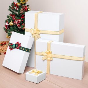 Mefleet 16 Pack Gift Boxes with Lids Assorted Sizes Small to Extra Large Different Size Gift Box for Wrapping Christmas Presents, Holidays, Birthday Gift White