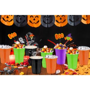 cssopenss 100 PCS Halloween Party Cups 16 oz halloween plastic cups 16 oz halloween disposable cups Set 4 Styles for Halloween Party Decorations & Party Supplies for Beer/Beverage/Snacks/Candies