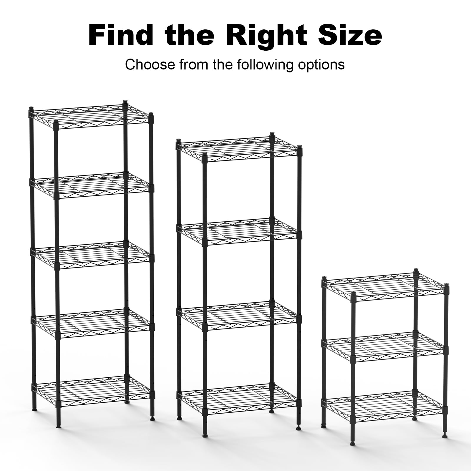 KKN Steel Storage Shelving 3-Tier Utility Shelving Unit Steel Organizer Wire Rack for Home,Kitchen,Office 15.7" L x 11.8" W x 22.8" H Black