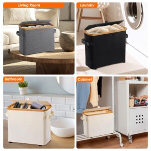 Fenteer Bamboo Toilet Paper Basket Storage with Lid and Handle, Toilet Roll Storage Box, Free Standing Toilet Paper Holder Stand for 12 Rolls, Paper Organizer for Bathroom Kitchen, Style A(Gray)