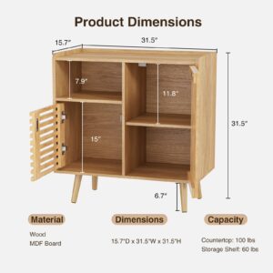 FiveWillowise Storage Cabinet, 31.5" Buffet Cabinet with Storage, Sideboard Coffee Bar Cabinet with Silding Door for Living/Dining Room, Kitchen, Hallway, Natural