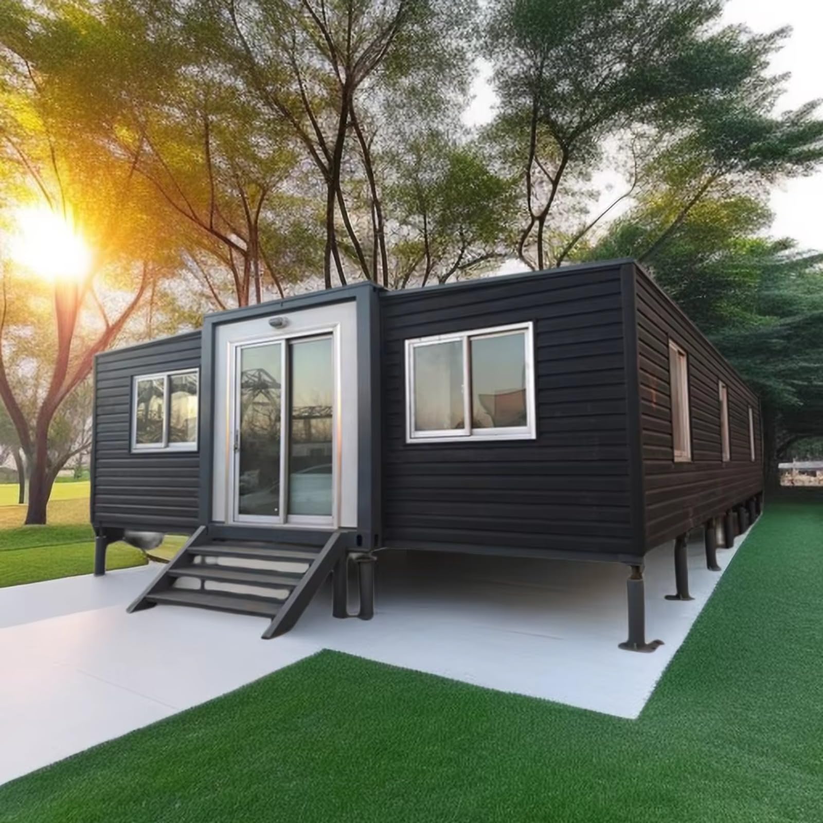 Container Tiny Home - Luxury Foldable 3 Bedroom Tiny House for Living | Modern Extended Mobile Cabin Home with Kitchen and Bathroom | Waterproof, Customizable Space Design in 20ft, 30ft,Options