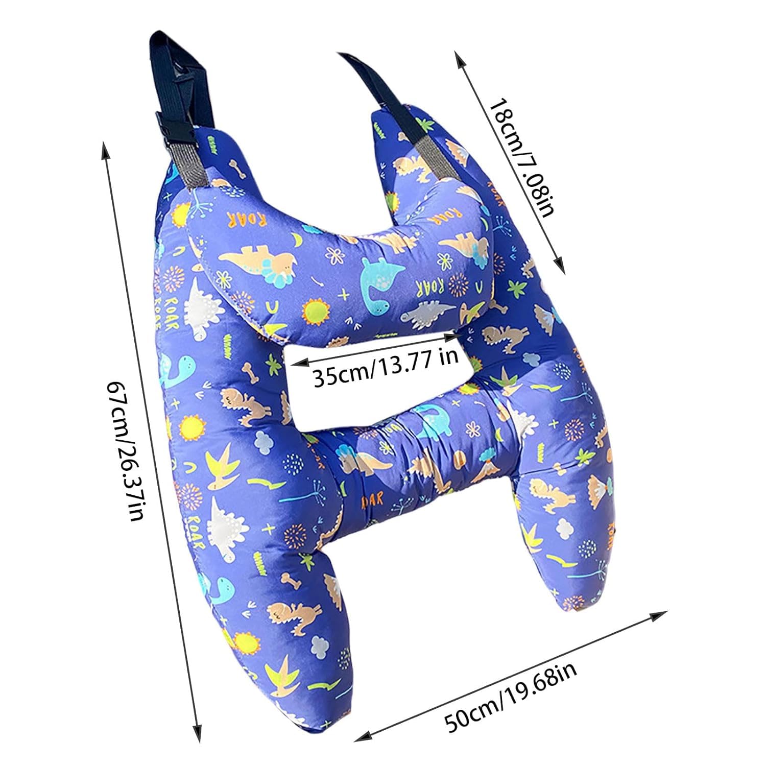 Kids' Travel Pillow Headrest Travel Pillow Cushion for Child Sleeping Neck Shoulder Support Cushion Pad Cartoon Anime for Baby (Dinosaur) Travel Neck Rest Car Seat Pillow for Children Sleeping