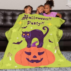 Personalized Halloween Blanket with Name, Custom Cute Pumpkin Ghost Throw Blanket Gift for Kids Soft Flannel Utilize Fall Decor Decor Couch Bed Sofa Cultivate Cozy Home