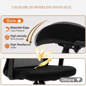 OLYFING Big and Tall Office Chair 400lbs, Heavy Duty Ergonomic Computer Desk Chair, Leather Office Desk Chair for Heavy People with Wide 3D Modeling Foam Seat, Adjustable Lumbar Support and Arms