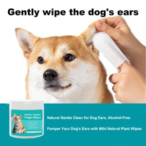 Rnlrclrl Ear Finger Wipes for Dogs & Cats,Dog Ear Cleaner Wipes Gently Remove Ear Wax, Debris, Natural Ingredients & Fresh Coconut Scent - 50 Count