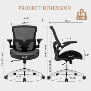 OLYFING Big and Tall Office Chair 400lbs, Heavy Duty Ergonomic Computer Desk Chair, Leather Office Desk Chair for Heavy People with Wide 3D Modeling Foam Seat, Adjustable Lumbar Support and Arms