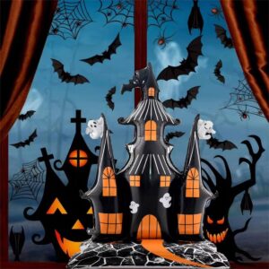 5 FT Halloween Inflatables Haunted House Halloween Balloon Castle Archway Decoration for Halloween,Foil Balloon for Halloween Indoor Outdoor Decoration Theme Party Spooky Holiday