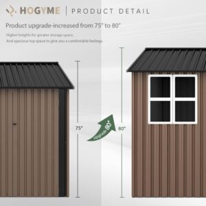 HOGYME 10x10 FT Outdoor Storage Shed, Large Metal Tool Sheds with Updated Frame Structure and Lockable Doors, Garden Shed for Backyard Garden Patio Lawn, Brown