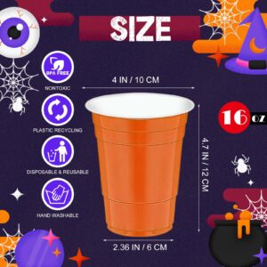 cssopenss 100 PCS Halloween Party Cups 16 oz halloween plastic cups 16 oz halloween disposable cups Set 4 Styles for Halloween Party Decorations & Party Supplies for Beer/Beverage/Snacks/Candies