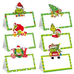 48 pcs christmas place cards green merry christmas seating name tags placecard holders seating christmas thief name cards tents for dinner party birthday wedding supplies