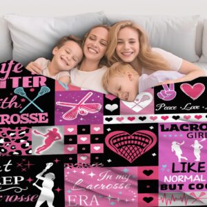 PEWETON Lacrosse Blanket Lacrosse Blankets and Throws for Boys Girls Funny Lacrosse Blanket Gifts for Lacrosse Team Lacrosse Lovers Bed Bedding Couch Sofa for All Season 50"X40"