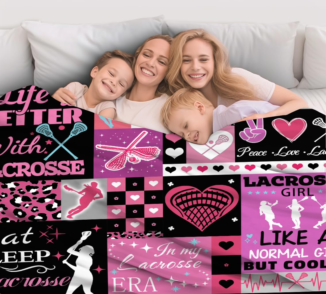 PEWETON Lacrosse Blanket Lacrosse Blankets and Throws for Boys Girls Funny Lacrosse Blanket Gifts for Lacrosse Team Lacrosse Lovers Bed Bedding Couch Sofa for All Season 50"X40"