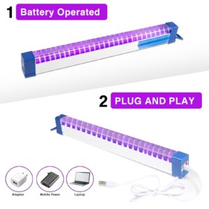 Rechargeable Black Light Bar,10W Portable Battery Powered Blacklight Lamp,UV LED Black Lights for Glow Party, Fluorescent Tapestry Poster, Halloween, Body Painting and Vaseline Glass 2 Pack