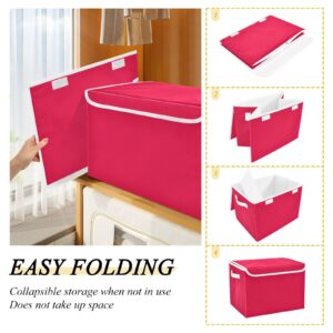 Storage Bins with Lid Cherry Red Toys Fabric Storage Basket Large Collapsible Organizers Bedroom Storage Boxes Cubes and Handles for Clothes Office Shelves